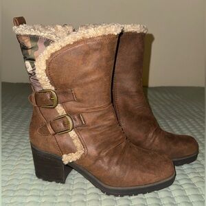 BareTraps Brown Buckle Accent Round Toe Zip-Up sz 7 Brush Brown Worn once